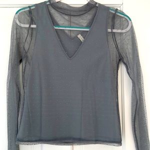 Sheer grey blouse with grey built in cami